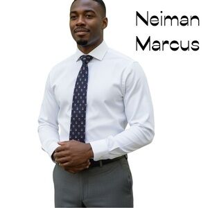 Neiman Marcus Black Red Print Necktie